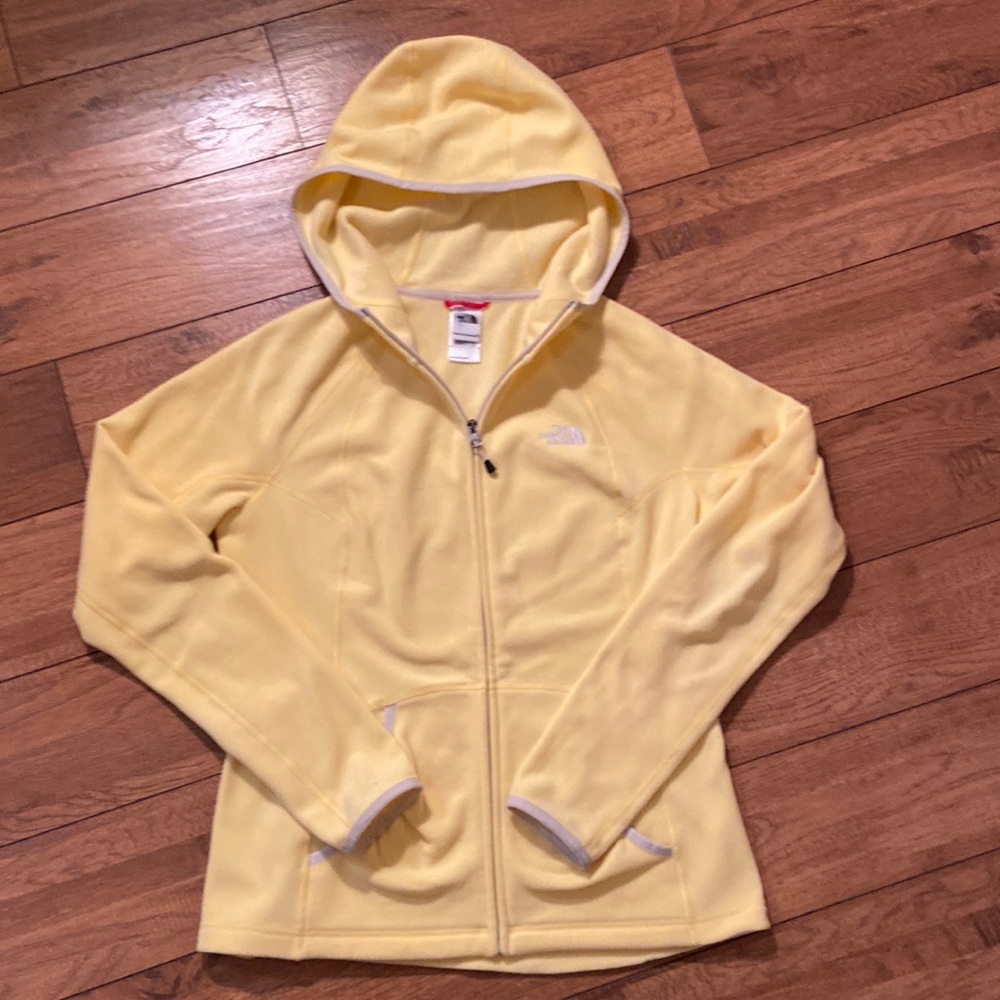 North Face Yellow Fleece Hoodie Sweatshirt